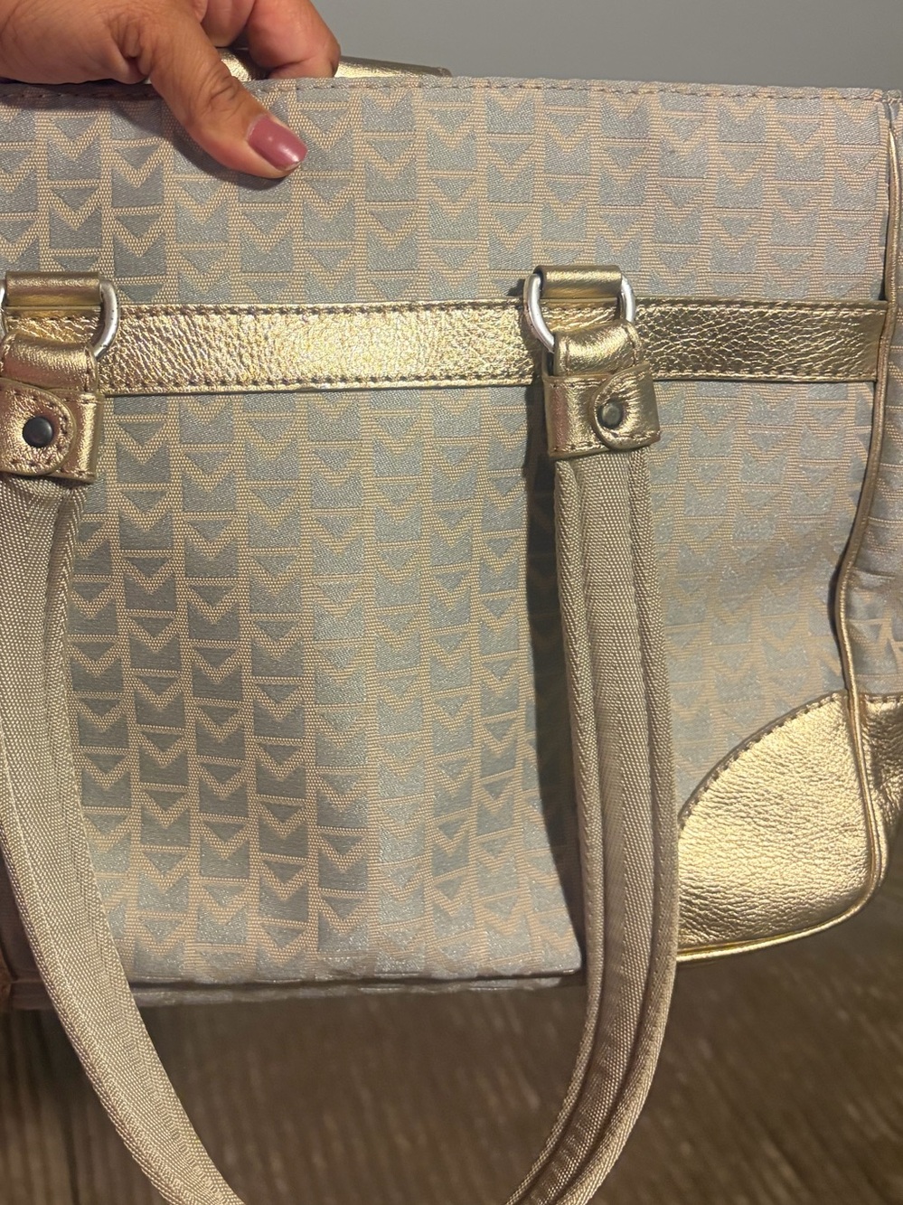 Michael Kors Beige and Gold Signature Tote